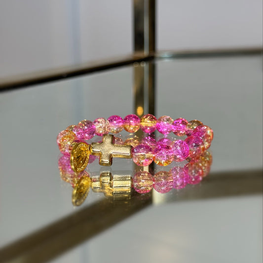 Hot Pink Marian Diamantè Bracelet in Gold