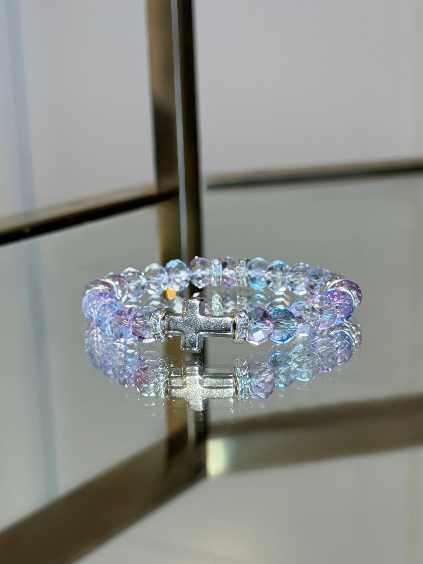 Indigo Silver Cross Charm Bracelet