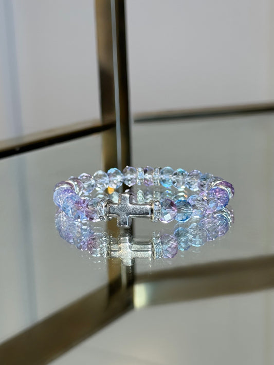 Indigo Silver Cross Charm Bracelet