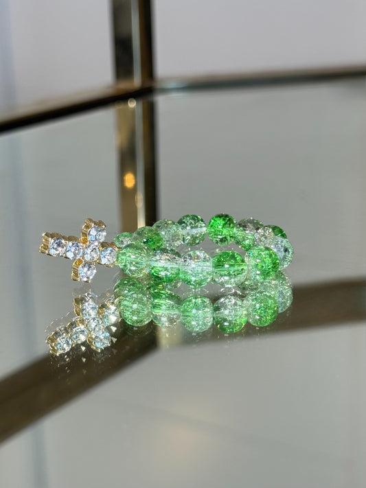 Toddlers Diamanté Bracelet in Forest Green