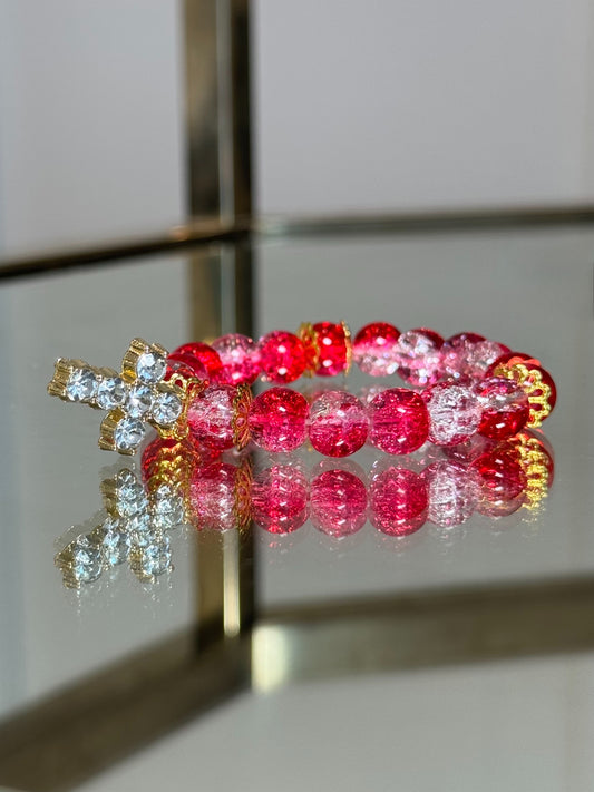 Ruby Red Diamanté Bracelet in Gold