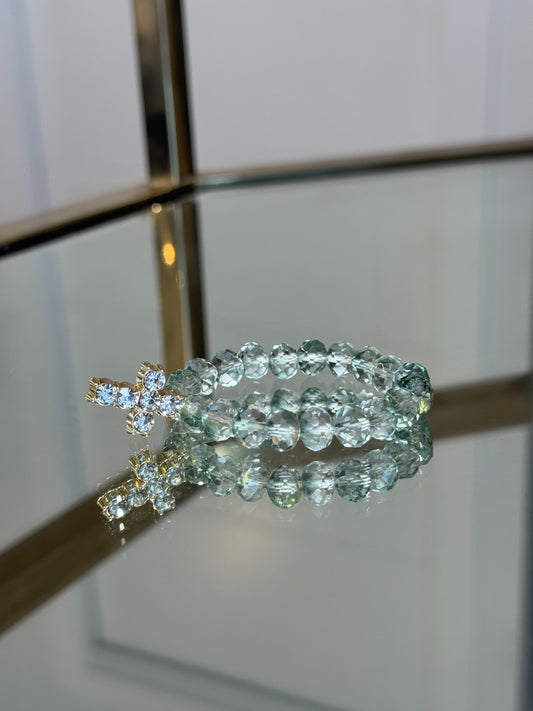 Kids Diamantè Bracelet in Sage
